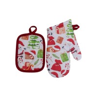 Кухонна прихватка Прованс набір рукавичка та прихватка Санта на білому (035793)