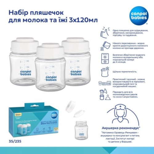 Набір для годування новонароджених Canpol babies пляшечок для молока та їжі 3х120мл (35/235)