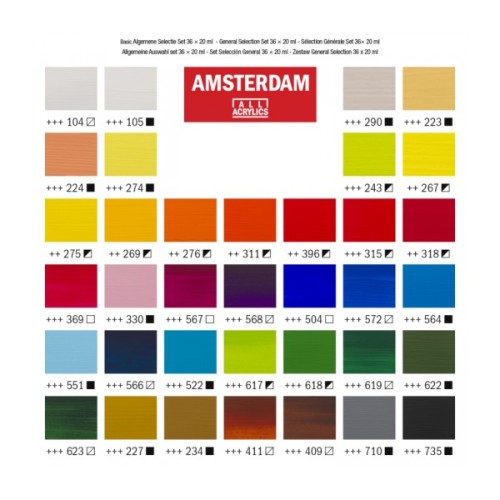 Акрилові фарби Royal Talens Amsterdam General Selection 36 кольорів по 20 мл (8712079456825)