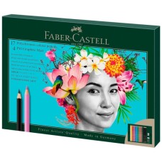 Олівці кольорові Faber-Castell Polychromos 17 кольорів з аксесуарами у картонній подарунковій коробці (210052) (32668)
