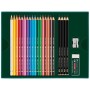 Олівці кольорові Faber-Castell Polychromos 17 кольорів з аксесуарами у картонній подарунковій коробці (210052) (32668)