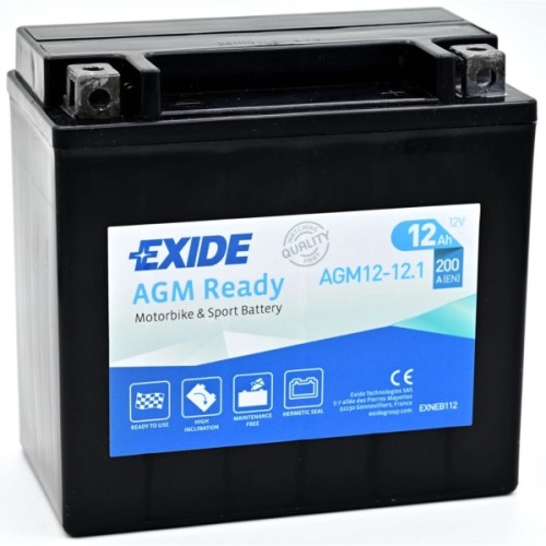 Акумулятор автомобільний EXIDE Мото Ready AGM 12Ah (+/-) (200EN) (AGM12-12.1)