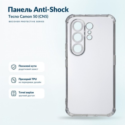 Чохол до мобільного телефона BeCover Anti-Shock Tecno Camon 50 (CN5) Clear (716090)