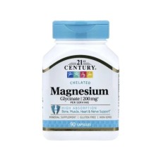 Вітамінно-мінеральний комплекс 21st Century Магній гліцинат, Chelated Magnesium Glycinate, 90 капсул (CEN28064)