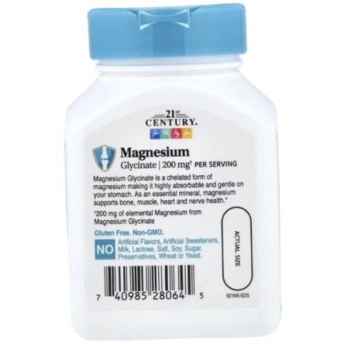 Вітамінно-мінеральний комплекс 21st Century Магній гліцинат, Chelated Magnesium Glycinate, 90 капсул (CEN28064)