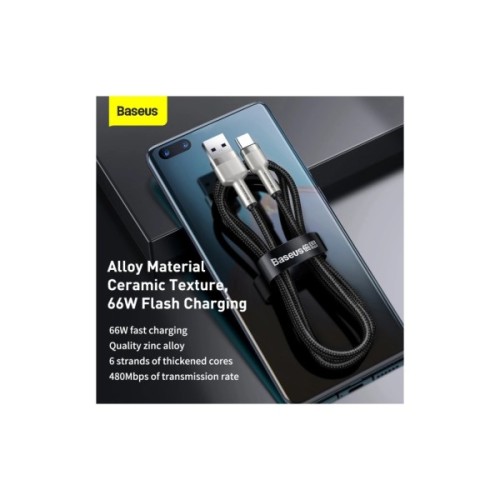 Дата кабель USB 2.0 AM to USB-C 1.0m Cafule Metal 66W black Baseus (CAKF000101)