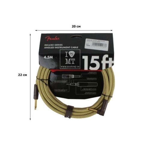 Інструментальний кабель Fender Cable Deluxe Series 15' Angled Tweed (228454)