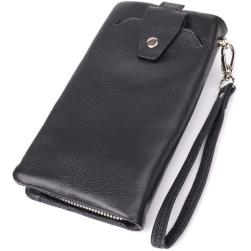 Гаманець ST Leather Шкіряний з відділенням під телефон Чорний (23101)