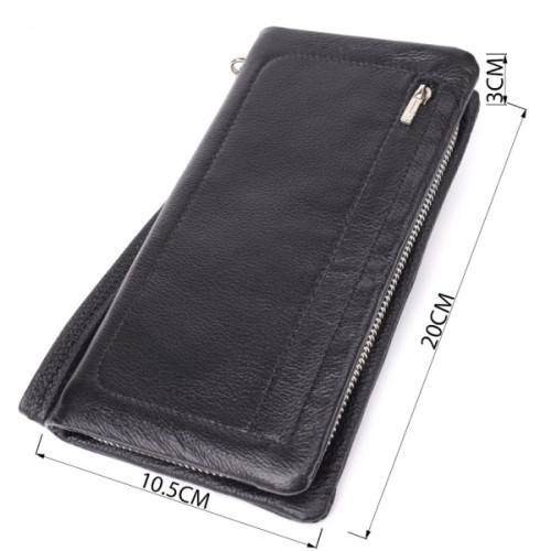 Гаманець ST Leather Шкіряний з відділенням під телефон Чорний (23101)