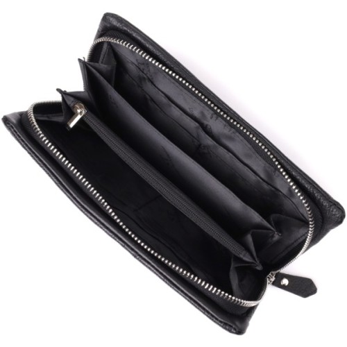 Гаманець ST Leather Шкіряний з відділенням під телефон Чорний (23101)