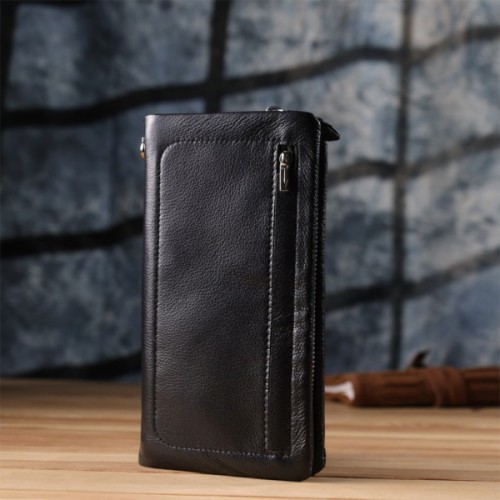 Гаманець ST Leather Шкіряний з відділенням під телефон Чорний (23101)