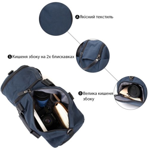 Сумка Vintage Спортивна текстильна Синя (20644)