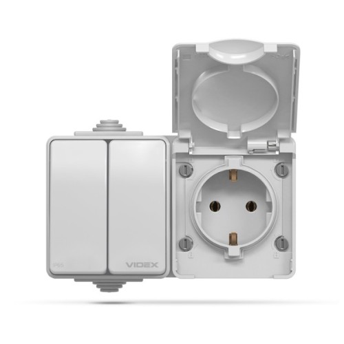 Вимикач Videx BINERA IP65 зовнішня 1ая із заземленням (BINERA IP65 наружная 1ая с заземлением)