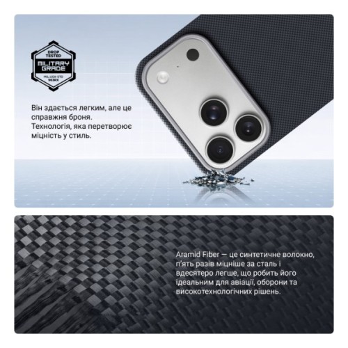 Чохол до мобільного телефона Armorstandart BlackIcon Aramid Plain MagCase Apple iPhone 18 Pro Max Black (ARM92837)
