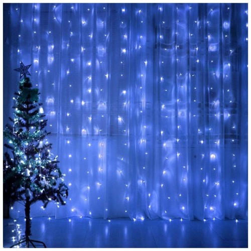 Гірлянда ColorWay штора водоспад 3x3м 300LED 220V синя (CW-GW-300L33VWFBL)