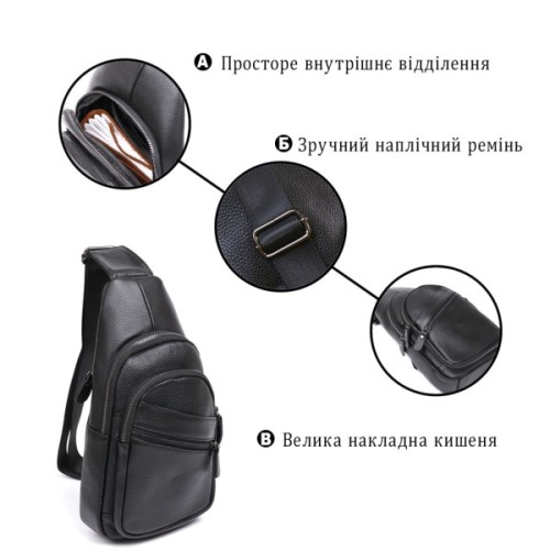Сумка Vintage Шкіряна чоловіча через плече Чорна (20672)