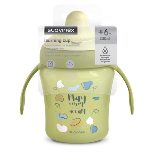 Поїльник-непроливайка Suavinex Bear Family чашка з носиком, 200 мл,+6 міс. зелена (402643)