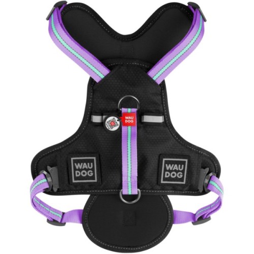 Шлея для собак WAUDOG Nylon безпечна з QR паспортом S фіолетова (52479)