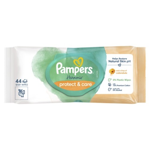 Дитячі вологі серветки Pampers Harmonie Protect&Care з календулою 44 шт (8700216250641)