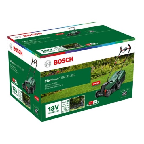Газонокосарка Bosch CityMower 18V-32-300 18V, 32см, 31л, 30-60мм, 8.8кг (без АКБ та ЗП) (0.600.8B9.A08)