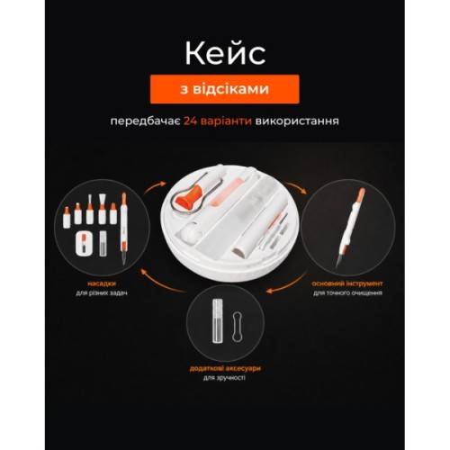 Універсальний чистячий набір 2E Multifinctional cleaning kit 24in1 white-orange (2E-SK24IN1)