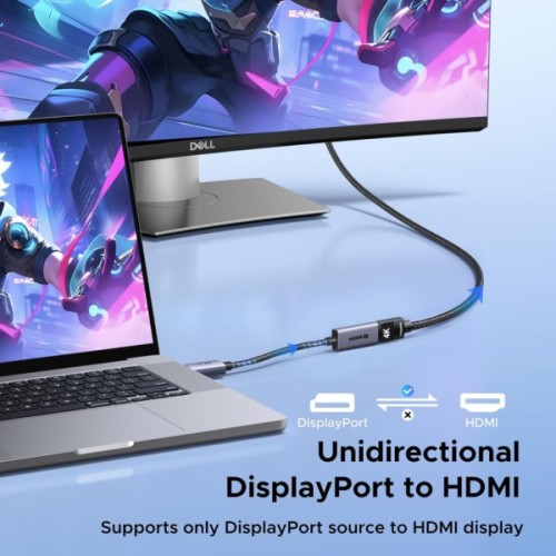 Кабель мультимедійний DisplayPort M to HDMI M 4K60Hz 18Gbps HDR10 3D Ugreen (95418)