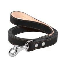 Повідець для собак Collar подвійний з прошивкою Ш 16 мм Д 122 см чорний (04571)