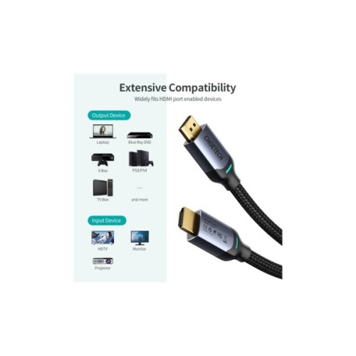 Кабель мультимедійний HDMI M to HDMI M 2.0m V2.1 8K60Hz HDR10 HLG Choetech (XHH01-BK)