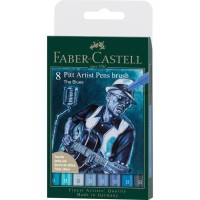 Лайнер Faber-Castell набір капілярних ручок пензликів PITT Artist Pens Brush The Blues, 8 кольорів (32113)