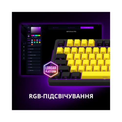 Клавіатура Lorgar KBP70TKLW Wireless TKL Mechanical Pro UA Black/Yellow (LRG-KBP70TKLW-YL-US)