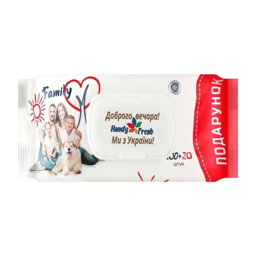 Вологі серветки Handy Fresh Family З клапаном 100+20 шт. (4820237500168)