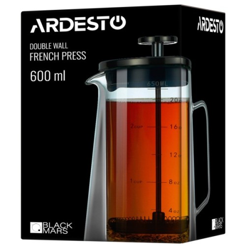 Френч-прес Ardesto Black Mars з подвійними стінками 650 мл (AR1906DWB)