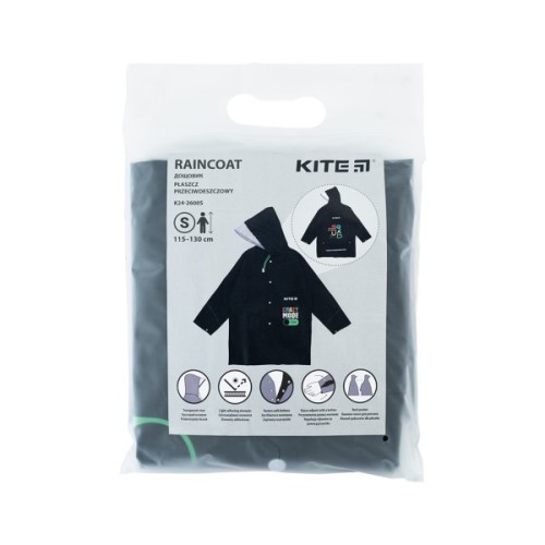 Дощовик дитячий Kite Crazy mode S 115-130 см Чорний (K24-2600S)