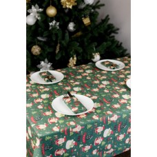 Скатертина Прованс святкова Санта на зеленому 180х140 см (035787)