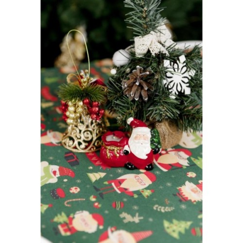 Скатертина Прованс святкова Санта на зеленому 180х140 см (035787)