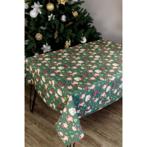 Скатертина Прованс святкова Санта на зеленому 180х140 см (035787)