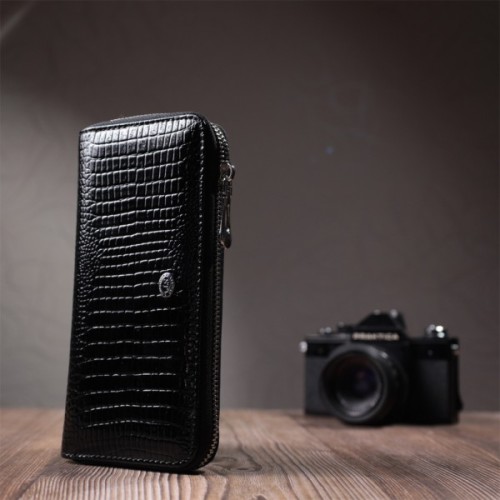 Гаманець ST Leather З натуральної шкіри Чорний (22678)