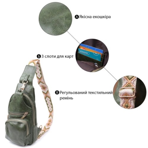 Сумка Vintage З екошкіри Зелена (22755)