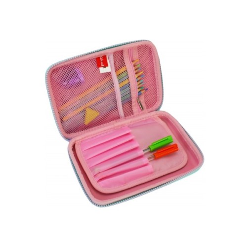 Пенал Cool For School з тисненням 1 відділення Фуксія (QT-5626-Rosered)