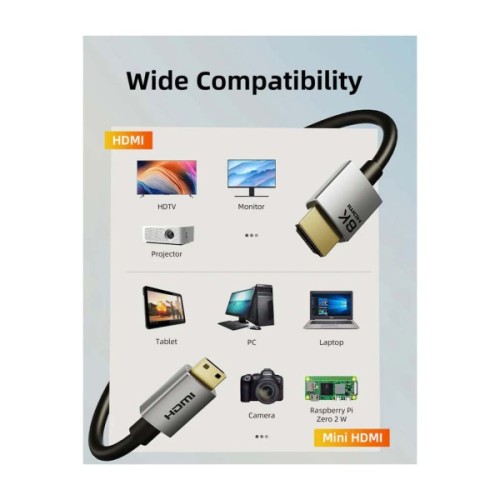 Кабель мультимедійний HDMI micro M to HDMI M 0.5m 8K60Hz Cabletime (CA915873)