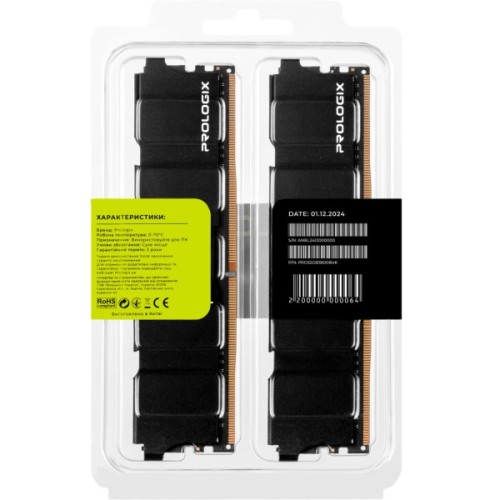 Модуль пам'яті для комп'ютера DDR4 32GB (2x16GB) 3600 MHz Black Prologix (PRO32GB3600B4K)