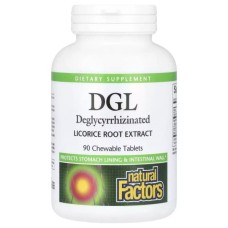 Трави Natural Factors Екстракт кореня солодки дегліцирризінований, DGL, Deglyc (NFS-04508)