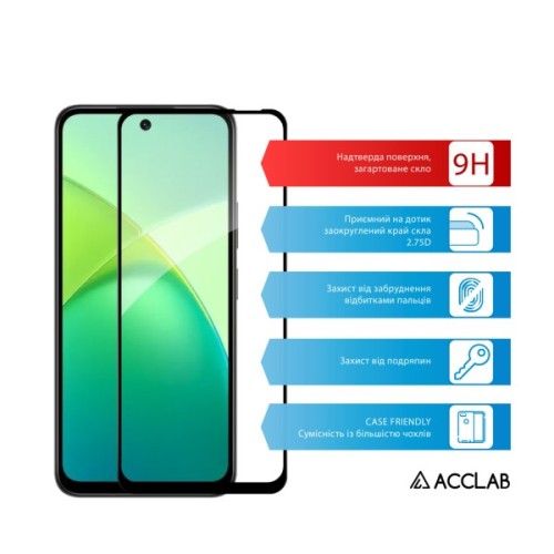 Скло захисне ACCLAB Full Glue ESD Infinix Smart 10 Black (1283126628016)