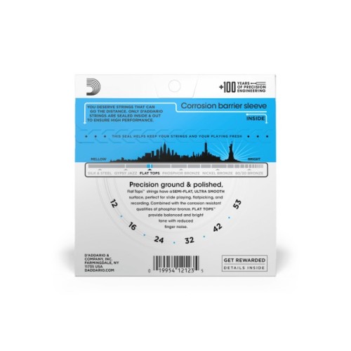 Струни для гітари D'Addario Flat Tops Phosphor Bronze Light (12-53) (EFT16)