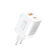 Зарядний пристрій Promate USBC PD25W + USBA QC3.0 18W White (powerport-25ac.white)