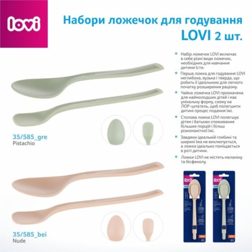 Набір дитячого посуду Lovi Pistachio ложечки для годування 2 шт. (35/585_gre)
