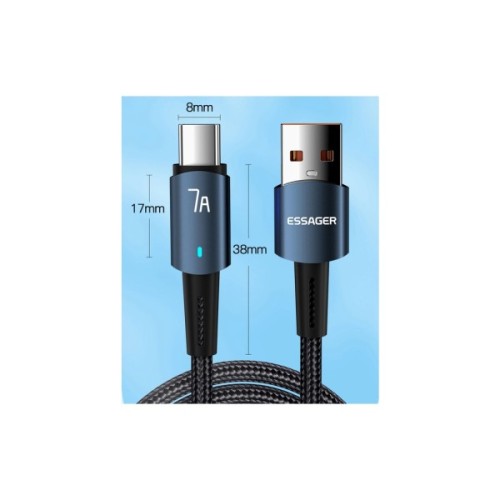 Дата кабель USB 2.0 AM to USB-C 2.0m 100W blue Essager (EXC7A-CGA03-P)