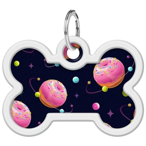 Адресник для тварин WAUDOG Smart ID з QR паспортом "Всесвіт пончиків", кістка 40х28 мм (0640-0218)