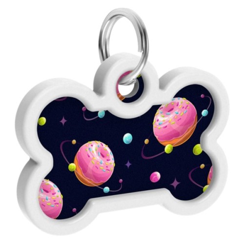 Адресник для тварин WAUDOG Smart ID з QR паспортом "Всесвіт пончиків", кістка 40х28 мм (0640-0218)