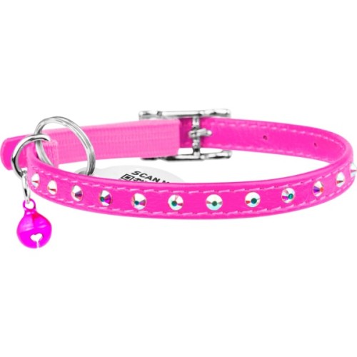 Нашийник для тварин WAUDOG GLAMOUR з резинкою і стразами для кішок (рожевий) (32547)
